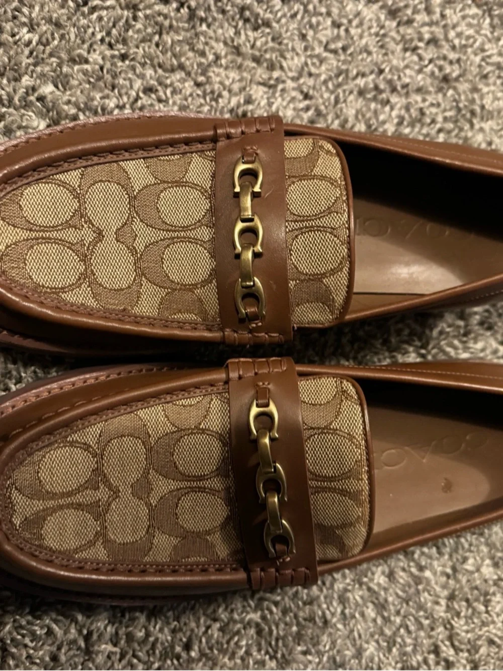 COACH Men’s Brown Signature Canvas & Leather Loafers 9.5 - Picture 2 of 5